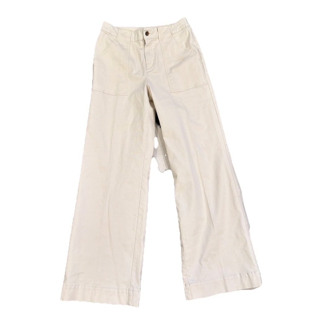 Nili Lotan Wide Leg‎ High Rise Pants Cream/White Womens Size 10 EUC